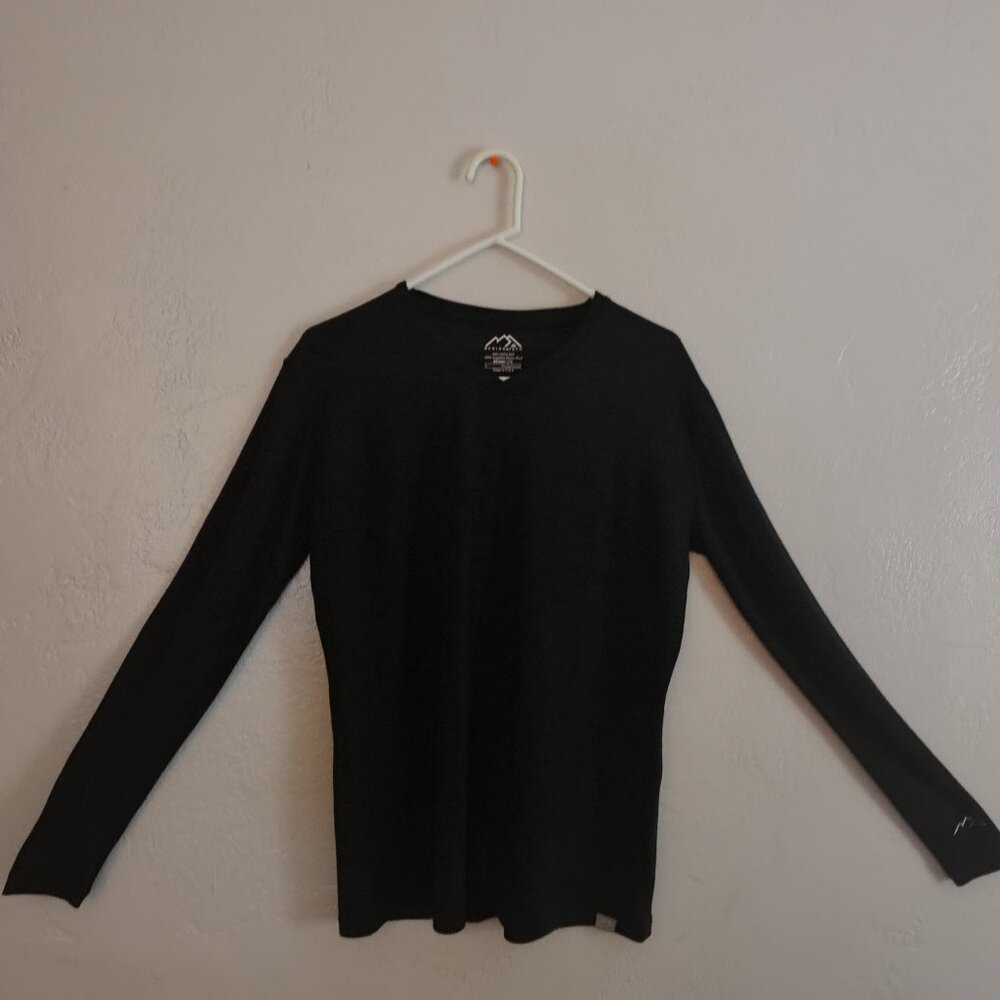 MerinoTech long sleeve 100% wool shirt, charcoal gray, women's size Large